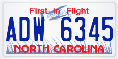 NC license plate ADW6345