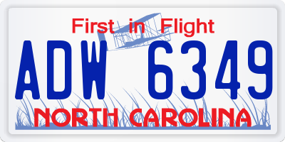 NC license plate ADW6349