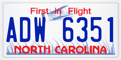 NC license plate ADW6351