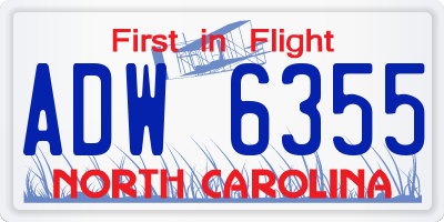 NC license plate ADW6355