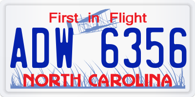 NC license plate ADW6356