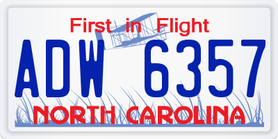 NC license plate ADW6357