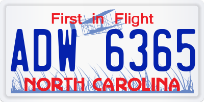 NC license plate ADW6365