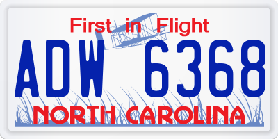 NC license plate ADW6368