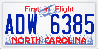NC license plate ADW6385
