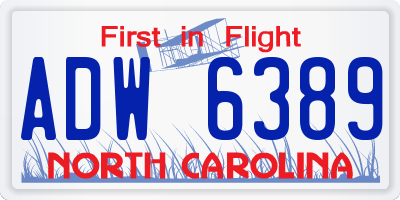 NC license plate ADW6389