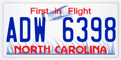 NC license plate ADW6398