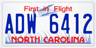 NC license plate ADW6412