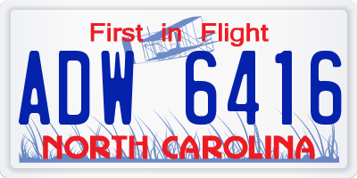 NC license plate ADW6416