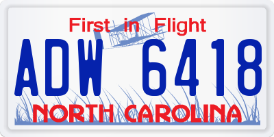 NC license plate ADW6418