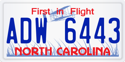 NC license plate ADW6443