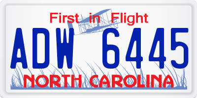 NC license plate ADW6445