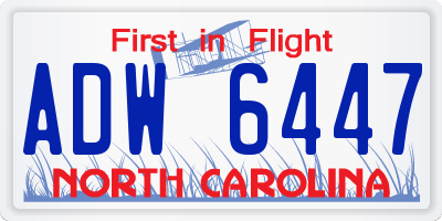 NC license plate ADW6447