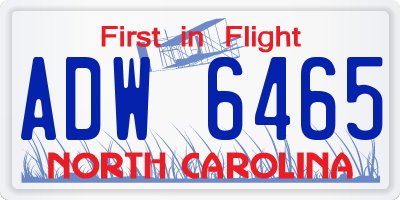 NC license plate ADW6465