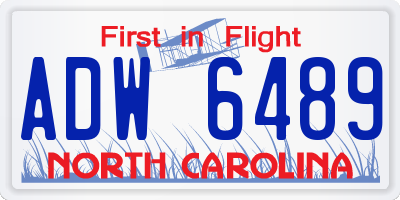 NC license plate ADW6489