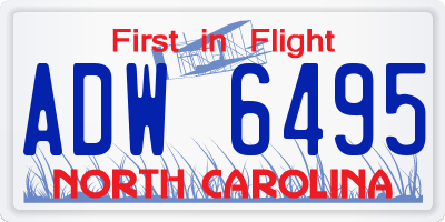 NC license plate ADW6495