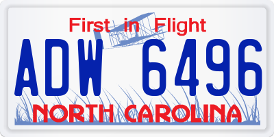 NC license plate ADW6496