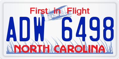 NC license plate ADW6498