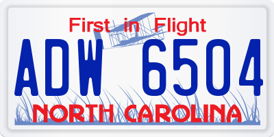 NC license plate ADW6504