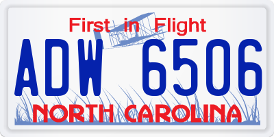 NC license plate ADW6506