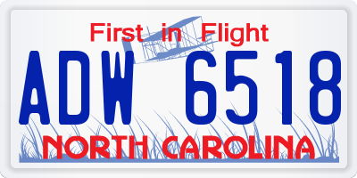NC license plate ADW6518
