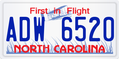 NC license plate ADW6520