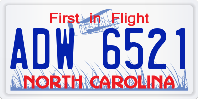 NC license plate ADW6521