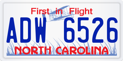 NC license plate ADW6526