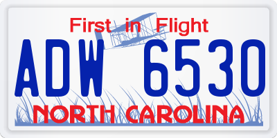 NC license plate ADW6530