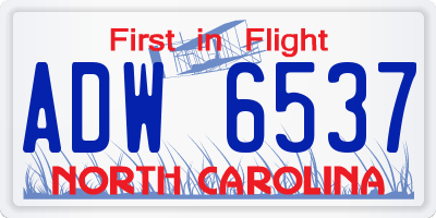 NC license plate ADW6537