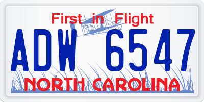 NC license plate ADW6547