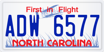 NC license plate ADW6577