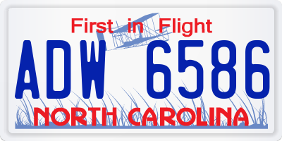 NC license plate ADW6586