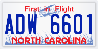 NC license plate ADW6601