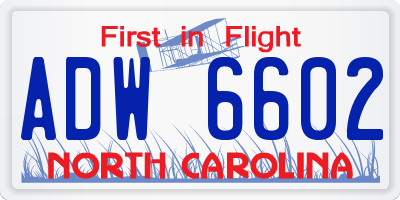 NC license plate ADW6602