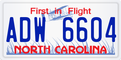 NC license plate ADW6604