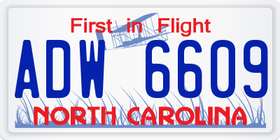 NC license plate ADW6609