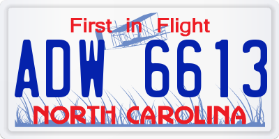 NC license plate ADW6613