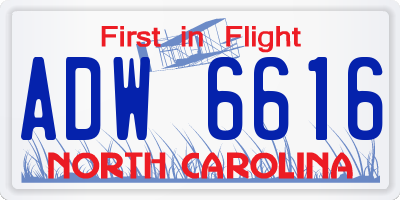 NC license plate ADW6616