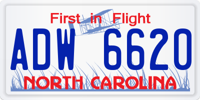NC license plate ADW6620