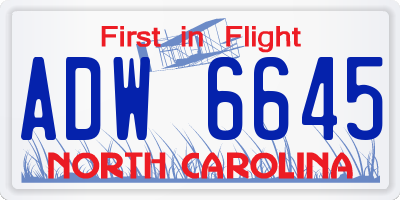 NC license plate ADW6645