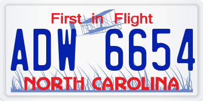 NC license plate ADW6654