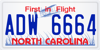 NC license plate ADW6664