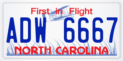 NC license plate ADW6667
