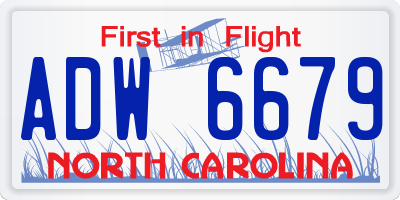 NC license plate ADW6679