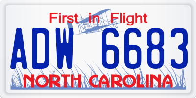 NC license plate ADW6683
