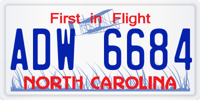 NC license plate ADW6684