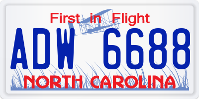 NC license plate ADW6688