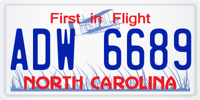 NC license plate ADW6689