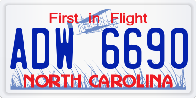 NC license plate ADW6690